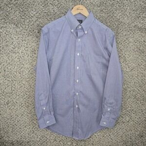Jos A Bank Dress Shirt Mens 15.5 33 Button Down Blue Traveler Tailored Fit Caree
